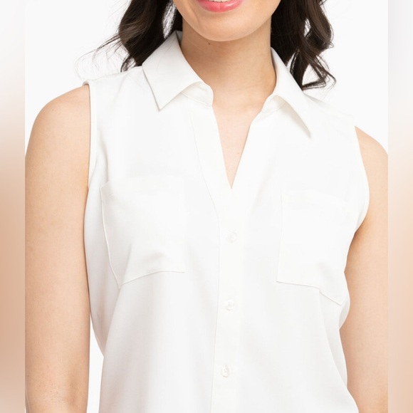 Ricki’s Sleeveless Button Front Collared Shirt White Medium Women Brand New - Picture 3 of 7